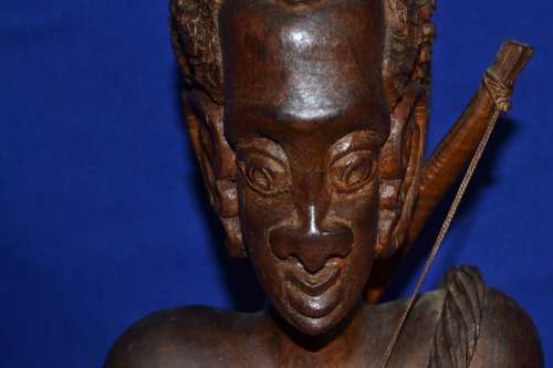 Large Wooden Carving - African Hunter