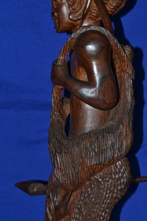 Large Wooden Carving - African Hunter