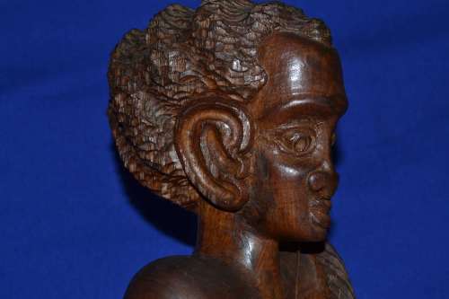 Large Wooden Carving - African Hunter