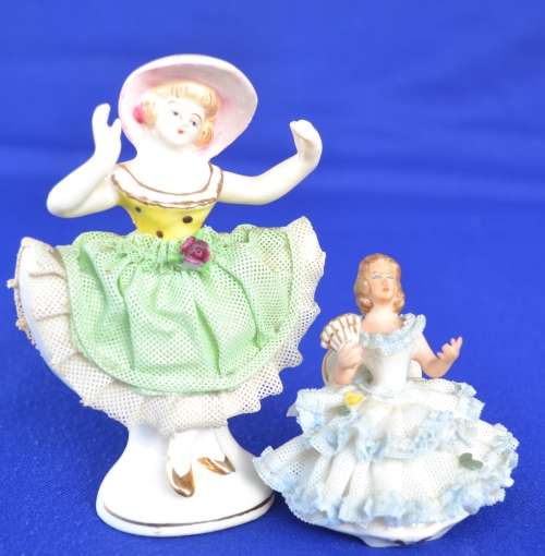Two Small Dresden Lace Figurines