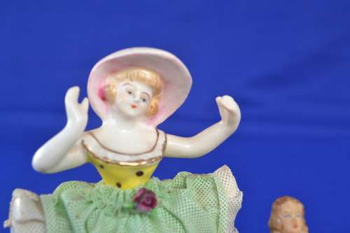 Two Small Dresden Lace Figurines