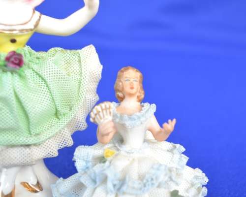 Two Small Dresden Lace Figurines
