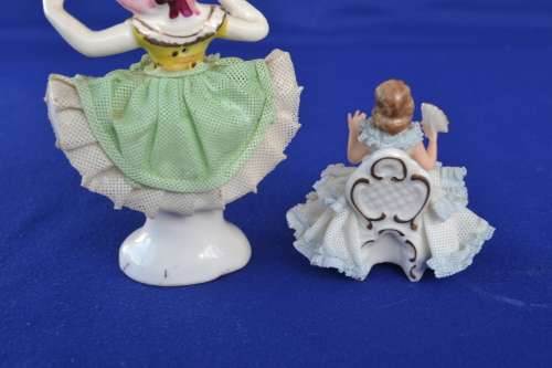 Two Small Dresden Lace Figurines