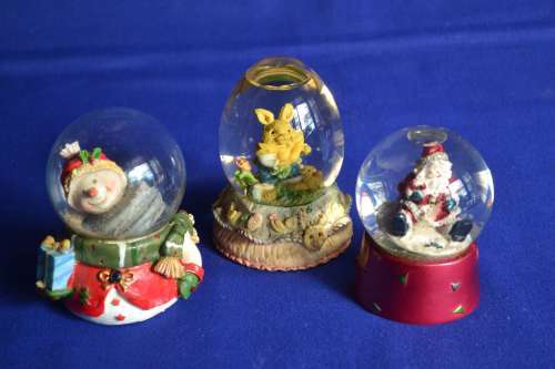 Set of Three Vintage Christmas Themed Snow Globes