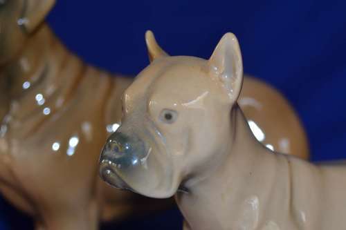 Vintage Porcelain Dog Ornaments - Two Pieces