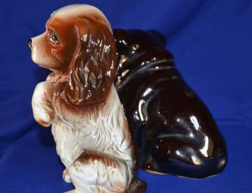 Vintage Porcelain Dog Ornaments - Two Pieces