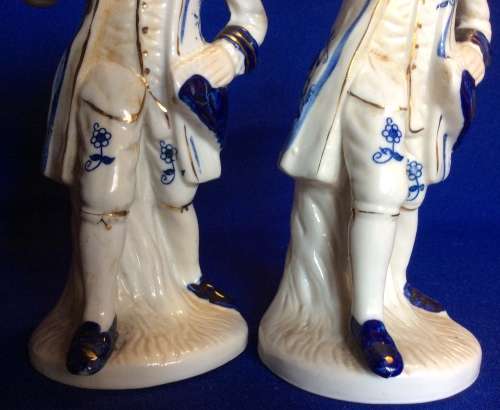 Blue and White Porcelain Victorian figures - 3 Pieces