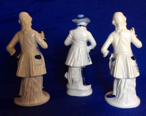 Blue and White Porcelain Victorian figures - 3 Pieces