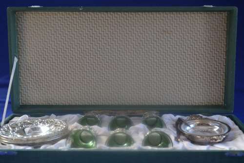 Vintage Boxed Silver Plated  Turkish Tea Set