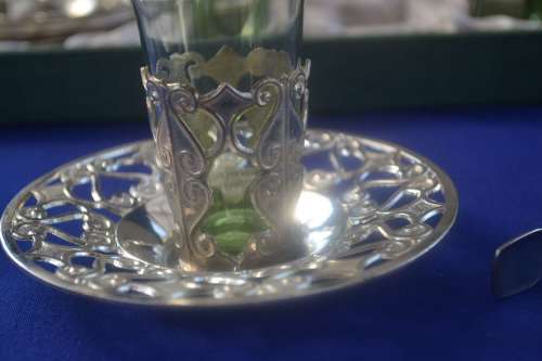 Vintage Boxed Silver Plated  Turkish Tea Set
