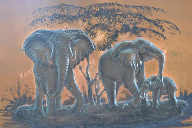 Vintage Copper Art Fireplace Screen - Elephants