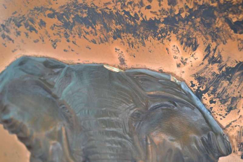 Vintage Copper Art Fireplace Screen - Elephants