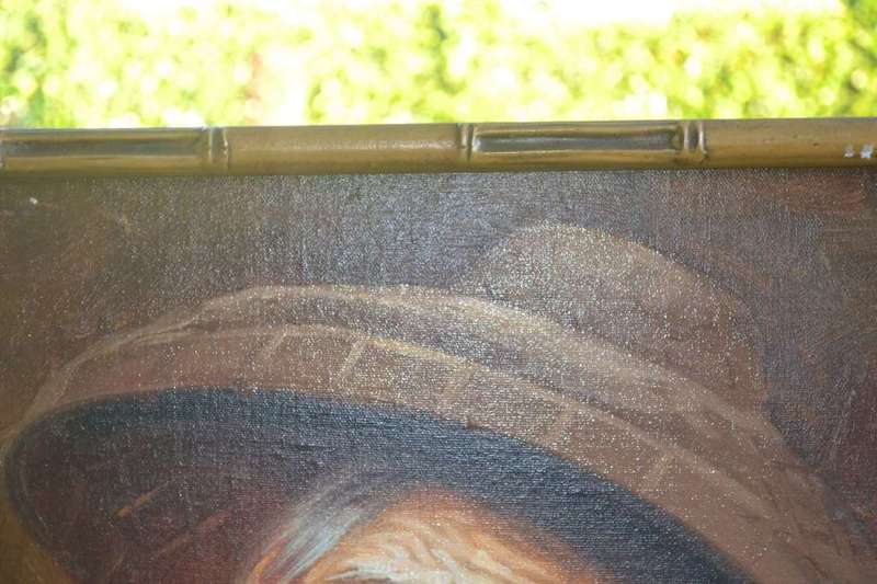 Original S.T. Wang Portrait of  a Man Smoking - Oil on canvas on Board