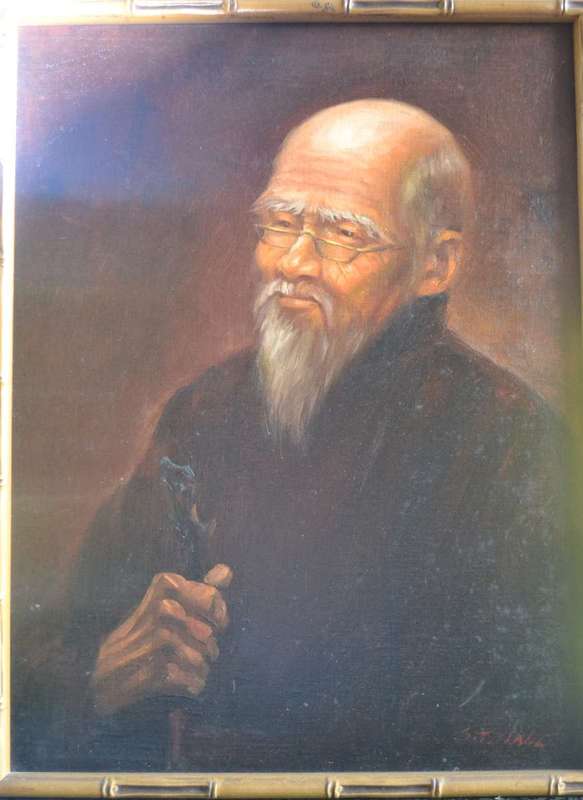 Original S.T. Wang Portrait of  a Man Smoking - Oil on canvas on Board