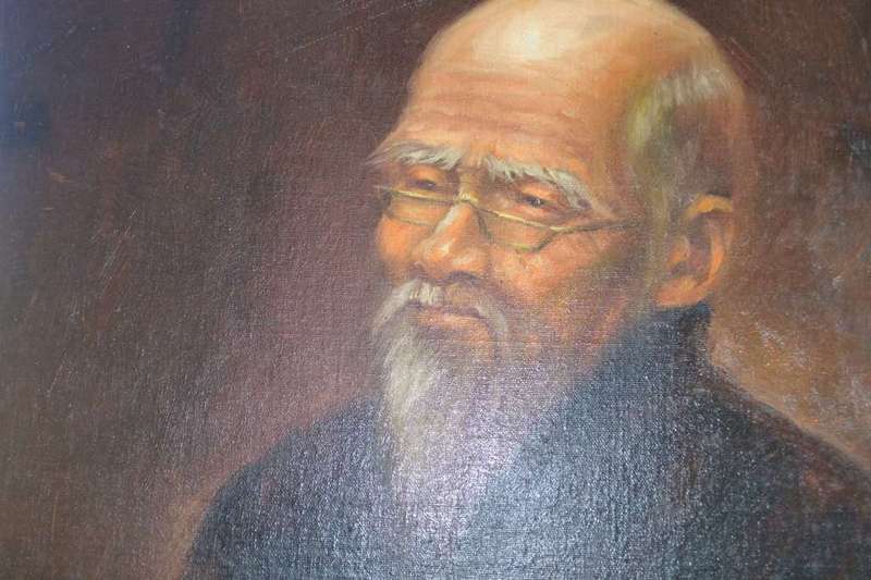 Original S.T. Wang Portrait of  a Man Smoking - Oil on canvas on Board