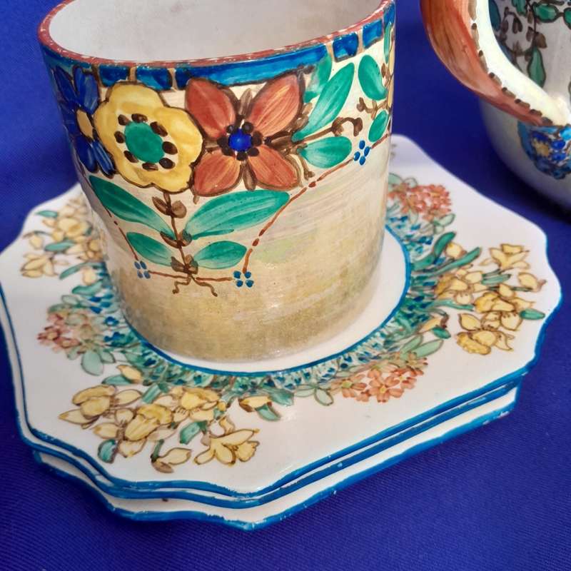 Assembled Vintage Hand Painted Art Deco Part Tea Set by KC Japan