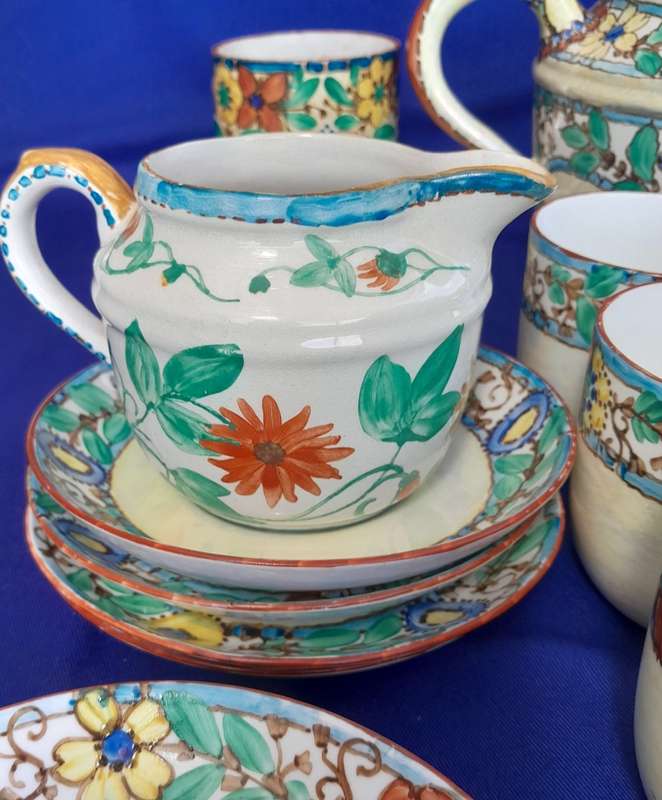 Assembled Vintage Hand Painted Art Deco Part Tea Set by KC Japan