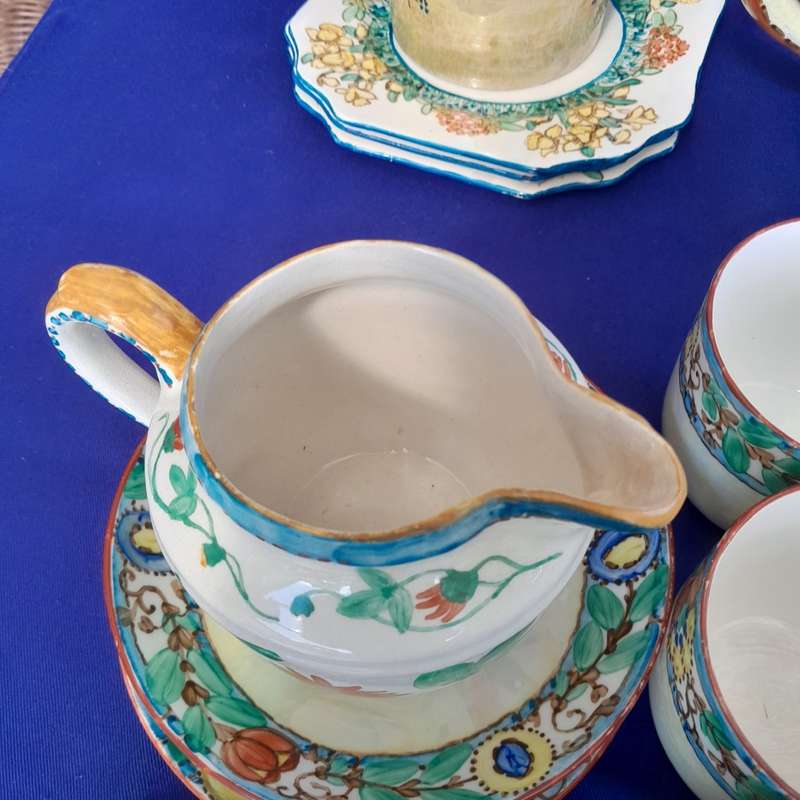 Assembled Vintage Hand Painted Art Deco Part Tea Set by KC Japan