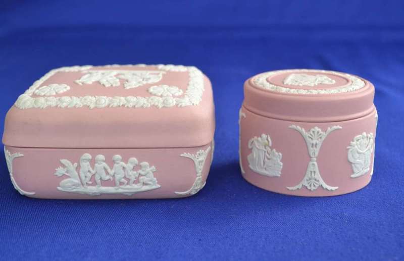 Wedgwood Jasperware Pink Trinket Boxes with Lids
