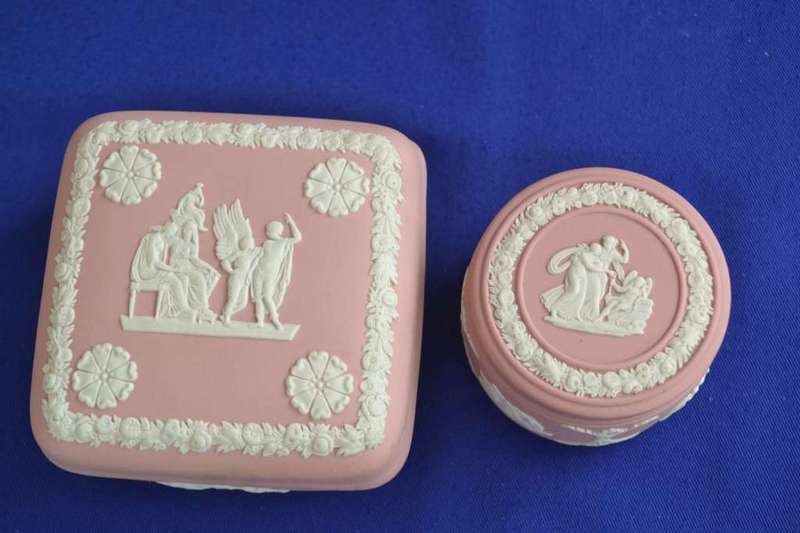 Wedgwood Jasperware Pink Trinket Boxes with Lids