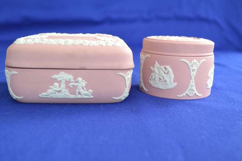 Wedgwood Jasperware Pink Trinket Boxes with Lids