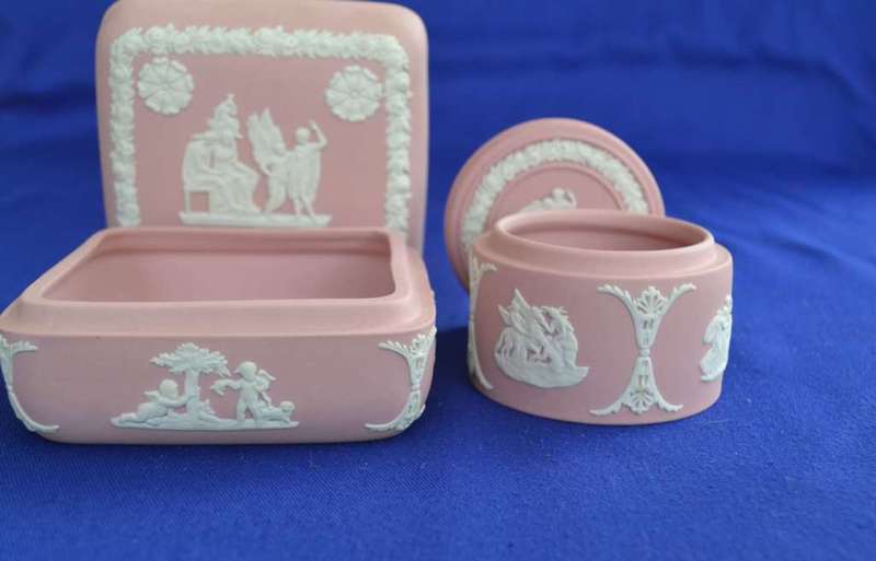 Wedgwood Jasperware Pink Trinket Boxes with Lids