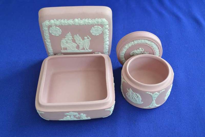 Wedgwood Jasperware Pink Trinket Boxes with Lids