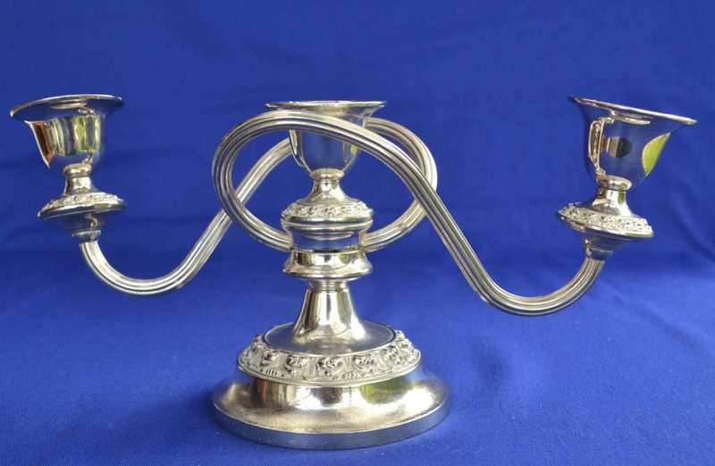 Small Vintage Three Arm Silver Plated Candelabra