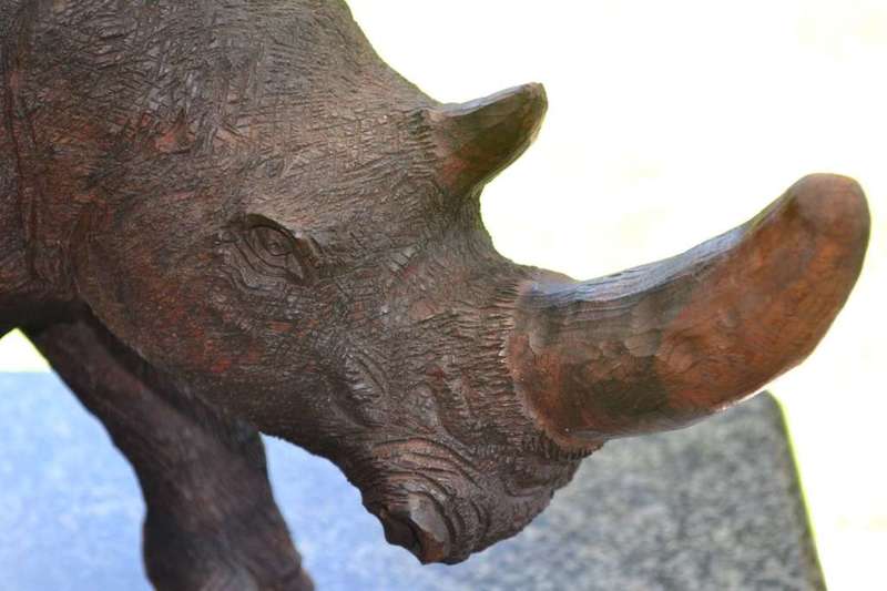 Large Wooden Hand Crafted Rhino - Justice Ncube