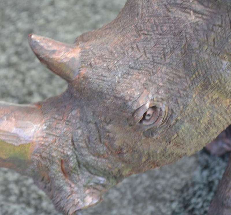 Large Wooden Hand Crafted Rhino - Justice Ncube