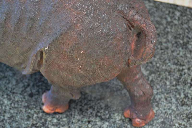 Large Wooden Hand Crafted Rhino - Justice Ncube