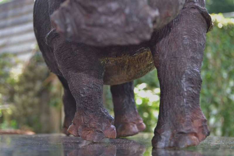Large Wooden Hand Crafted Rhino - Justice Ncube