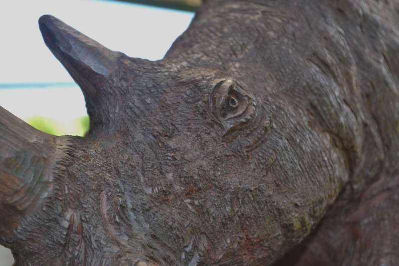 Large Wooden Hand Crafted Rhino - Justice Ncube