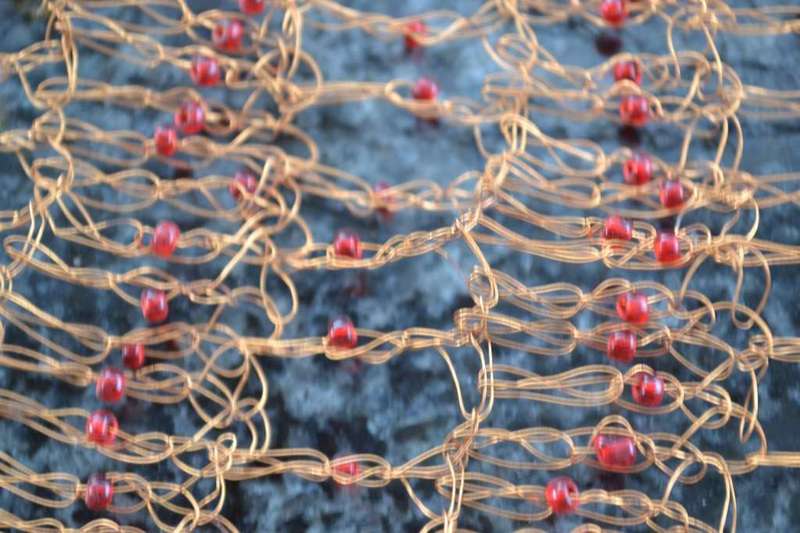 Decorative Vintage Woven Copper and bead Table Runner