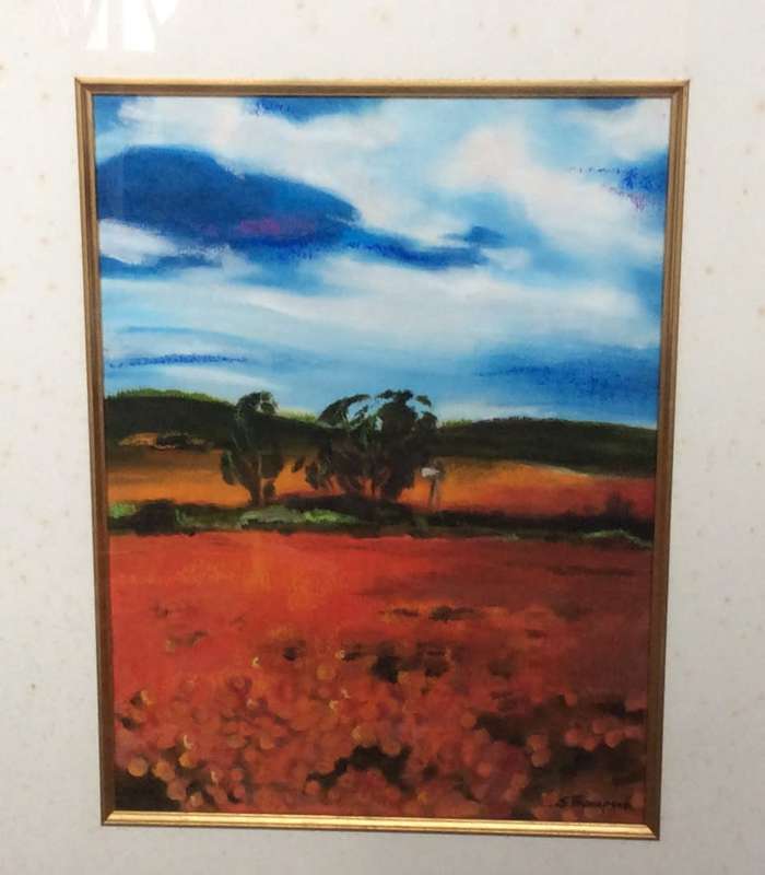 Original Painting Signed S Thompson in Heavy Mahogany Frame
