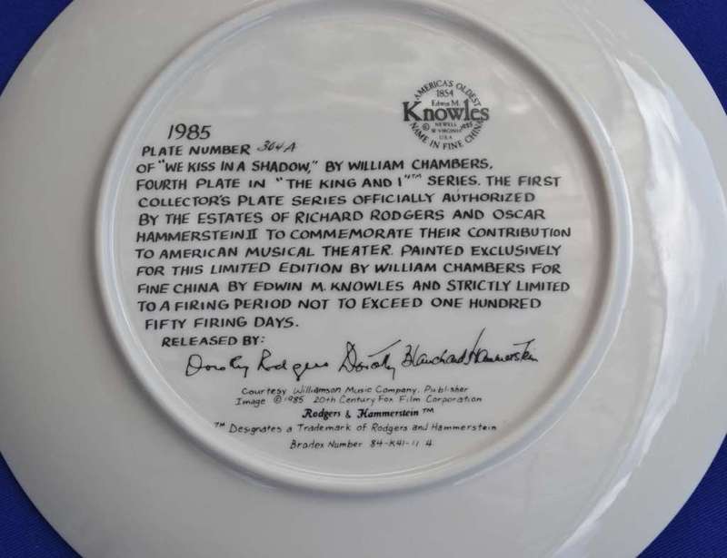 Knowles Vintage Porcelain Collectors Plate 1985 `We Kiss in a Shadow` with COA and Box