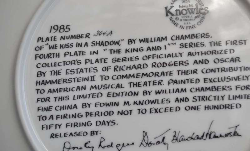 Knowles Vintage Porcelain Collectors Plate 1985 `We Kiss in a Shadow` with COA and Box