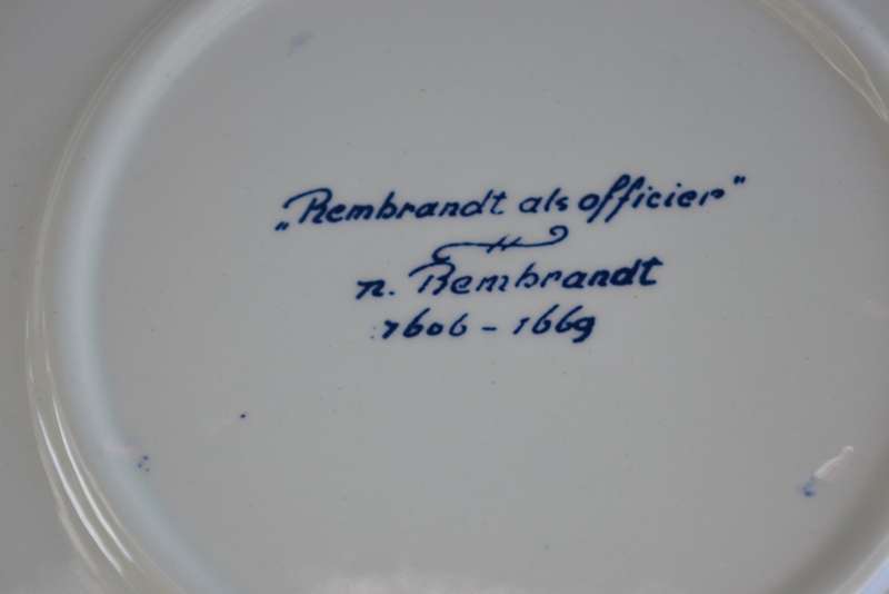 Delft Blue Portrait Plate `Rembrandt als Officier`