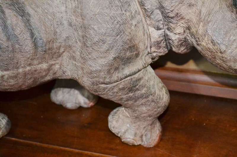 Justice Ncube - Large Double Rhino Wood Carving