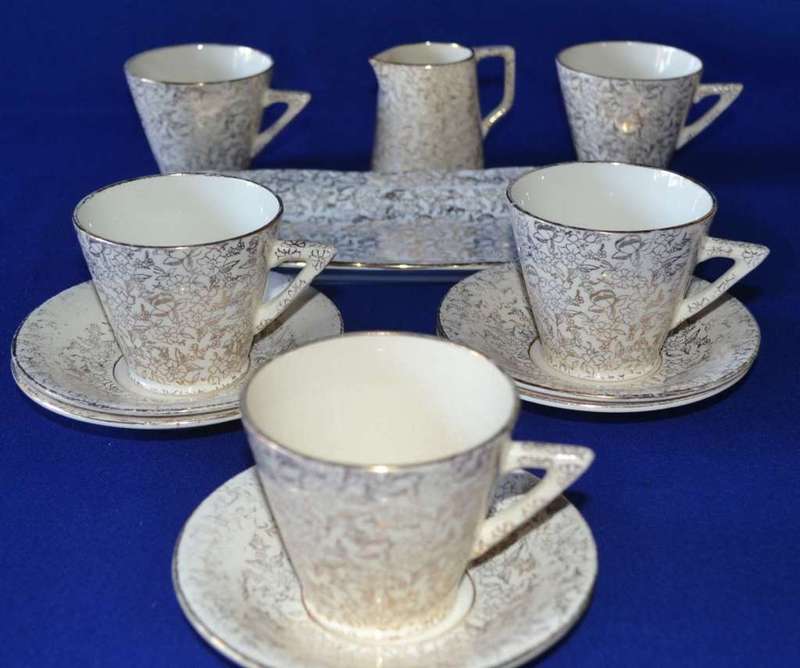 TF & S Ltd Phoenix Ware Gold Chintz Coffee Set - 12 Pieces