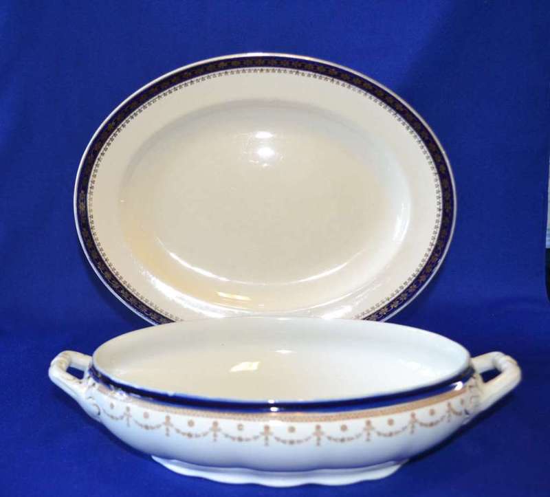 Vintage Alfred meakin  Bleu de Rol Serving Bowl and Platter