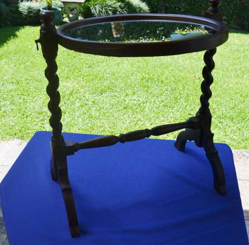 Antique  Oval Dressing Table Mirror on Barley Twist Stand
