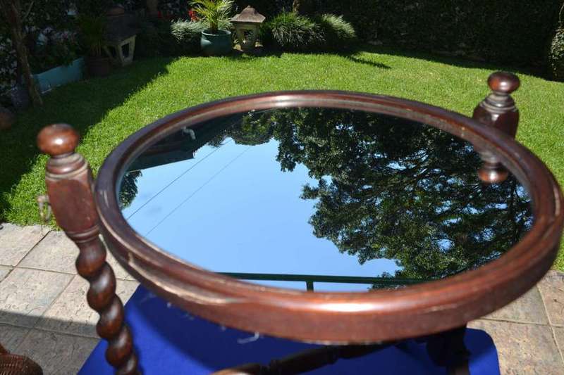 Antique  Oval Dressing Table Mirror on Barley Twist Stand
