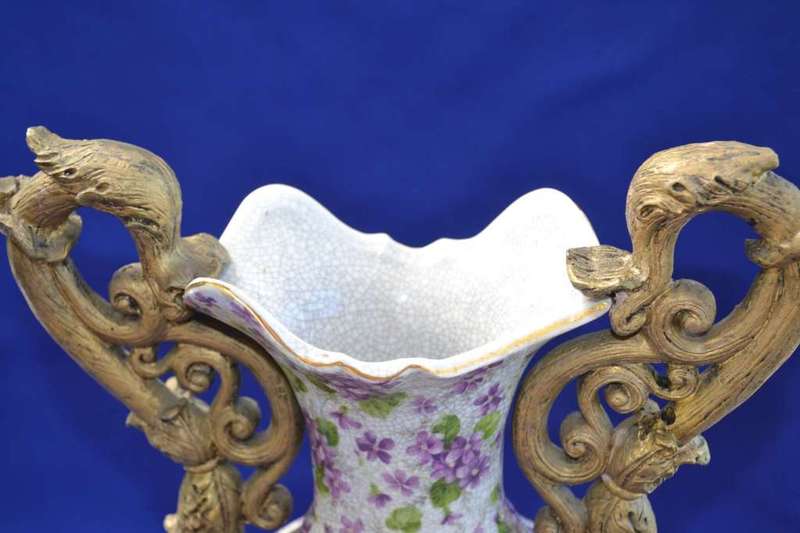 Pair of Vintage China Xiong Ying  Dragon Crackle Vases