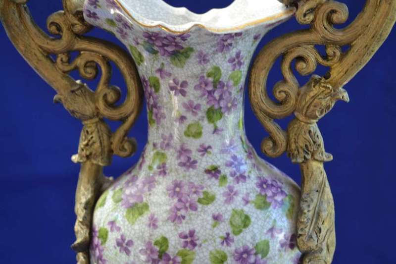 Pair of Vintage China Xiong Ying  Dragon Crackle Vases