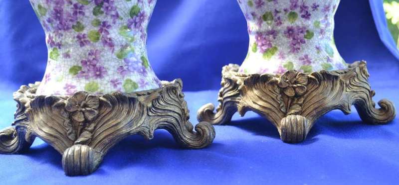 Pair of Vintage China Xiong Ying  Dragon Crackle Vases