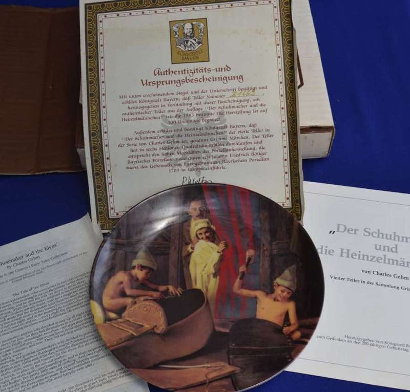 Konigszelt Bayern Der Schunmacher und de Heinzelmanchen Collectors Plate with COA