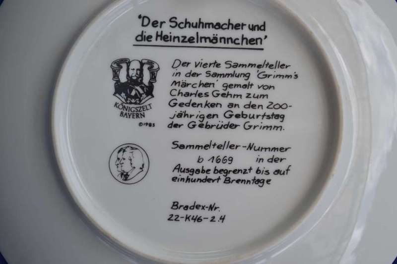 Konigszelt Bayern Der Schunmacher und de Heinzelmanchen Collectors Plate with COA