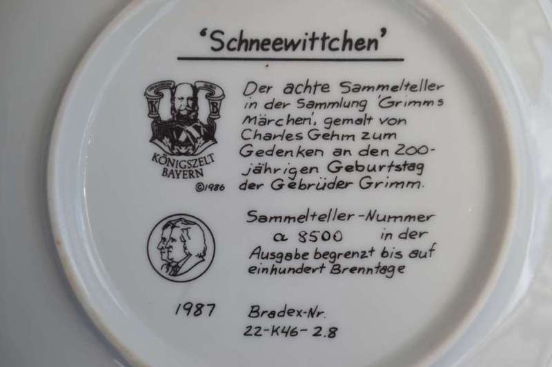 Konigszelt Bayern Schneewittchen {Snow White) Collectors plate with COA