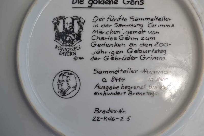 Konigszelt Bayern Die Goudene Gans (The Golden Goose) Plate with COA